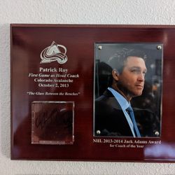 Patrick Roy Signed Couching Plaque