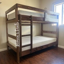 Solid Wood Twin/Twin Bunk Bed With Both Mattresses $560