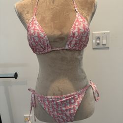 Pink Dior Bikini With Rhinestone Detail 