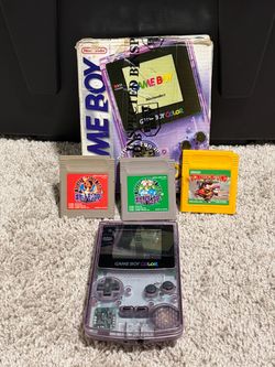 Nintendo Game Boy Color Atomic Purple Bundle – Pokémon Red & Green + Donkey Kong Land – Tested