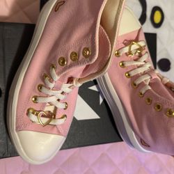 Pink Converse With Hearts 