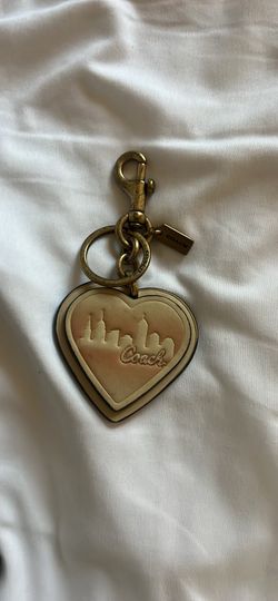 Authentic Coach x Jennifer Lopez Leather Heart Bag Charm / Keychain