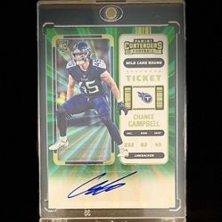 Contenders Chance Campbell #251 Green Laser Wild Card Auto RC 