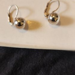 Sterling Silver Ever Back Ball Earrings Dangle Excellent Condition