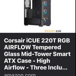 Corsair iCUE 220T RGB AIRFLOW Tempered Glass Mid-Tower Smart ATX Case