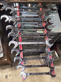 Proto heavy duty double open end wrenches 2",1 3/4", 1 5/8", 1 1/2", 1 7/16", 1 3/8", 1 5/16", 1 1/4", 1 1/8", 1 1/16", 1",  15/16",  13/16", 3/4".