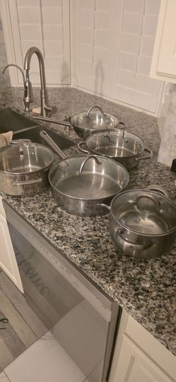 Stainless Steel Cookware Set with Glass Lids