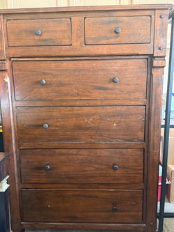 Tall Wood Dresser with 6 Drawers