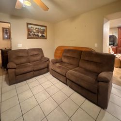 Dark brown recliner sofas