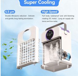 IN-1 Portable Air Conditioners, 700ML Evaporative AC Air Cooler Humidifier with 3 Speeds 7 Colors Light & 2~8h Timer Personal Mini Conditioner, Deskto