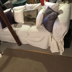 Couche, Loveseat, pillows and off white covers