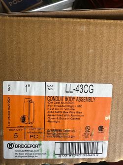 Bridgeport LL-43CG 1" Conduit Body Assembly – Box of 5