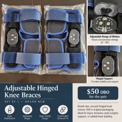Set of 2 NEW Adjustable Hinged Knee Braces
Price: $50 OBO