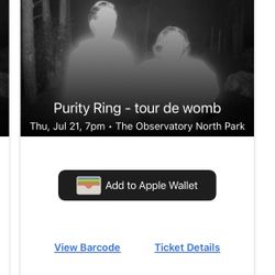 PURITY RING TICKETS (4) @ $70 EACH 