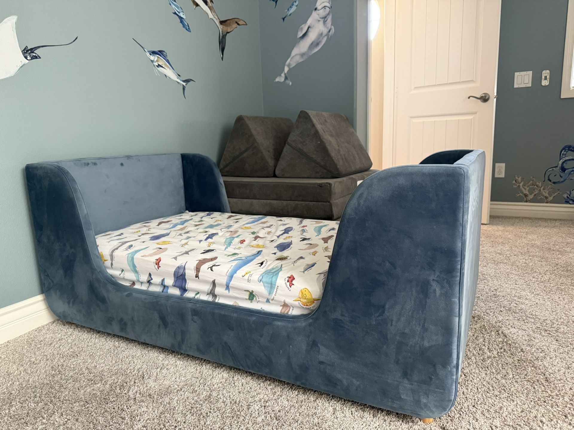 LIKE NEW - Blue Toddler Bed Frame