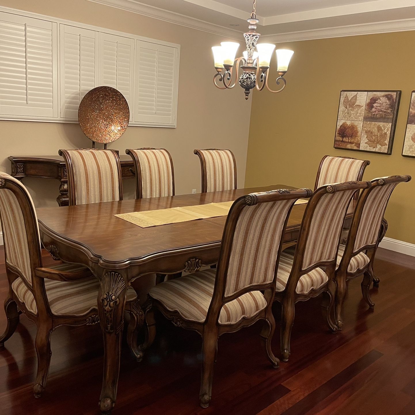 8 Person High End Wood Dining Set