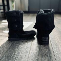 Black Cardy Knit Ugg Boots Size 6