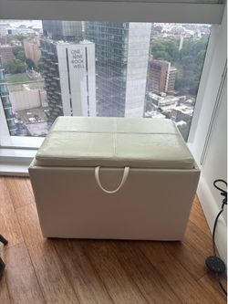 Faux Leather Storage Ottoman