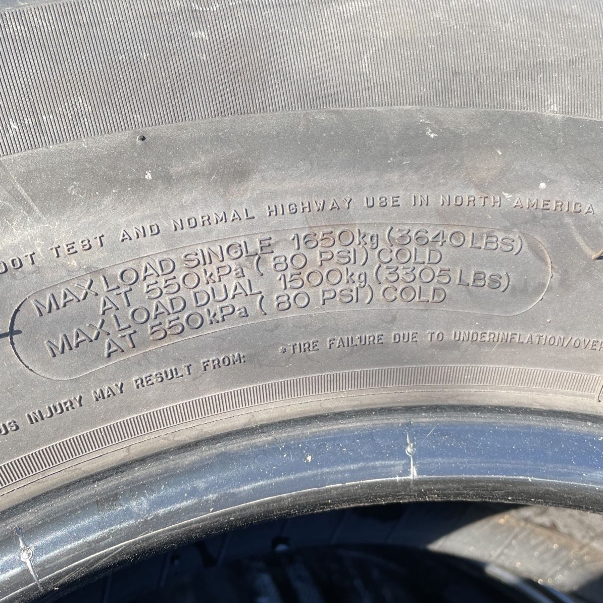 For Michelin light duty truck tires to have 8/32 to have 7/32 took them off because I plow snow put in