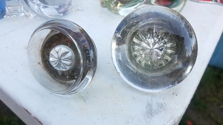 2 antique glass door knobs