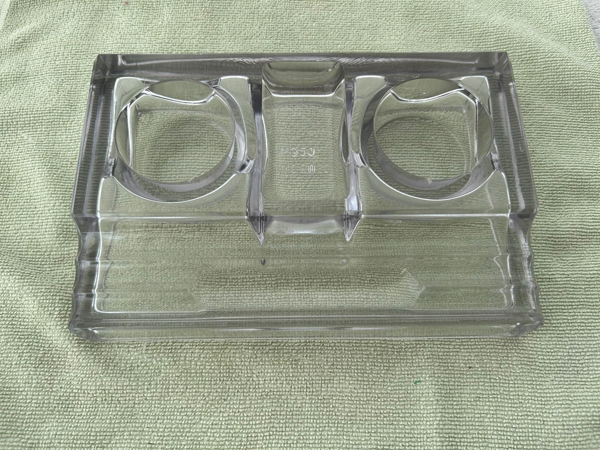 Art Deco Sengbusch #320 Clear Thick Glass Dual Inkwell 1920’s Pen & Pencil Tray