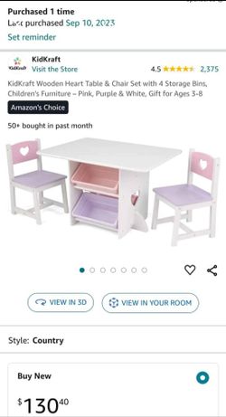 KidKraft Wooden Heart Table & Chair Set 