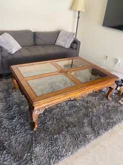 Wooden+glass coffee table - 54”x40”