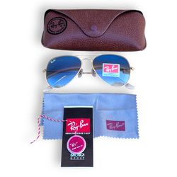 Brand New Ray-Ban RB3025 AVIATOR LARGE METAL II Sunglasses 001 58-14 Gold Blue w/Case