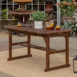 New Modern Boho Acacia Wood Slat Top Rectangle Extendable Outdoor Table