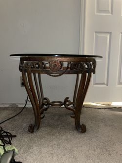 Iron Glass End Table