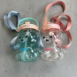 2 Bear Shaped Plastic Water Bottles