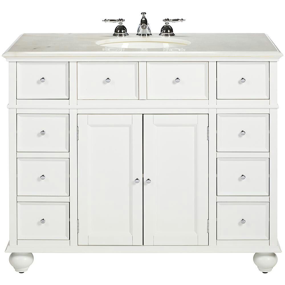 NEW Sonoma 36 in. W x 22 in. D Bath Vanity in White with Carrara Marble Top with White Sinks