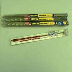 Lot of 3 Irwin Speedbor Ship Auger Drill Bits 3/8 3/4 1” + GB Fish Tape Leader