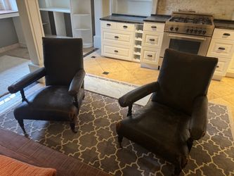 Matching RH Leather Library Chairs