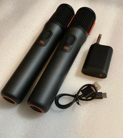 JBL = Wireless Microphone with Dual -Channel Receiver- 2 Mics, Adapter & Charger (Original)