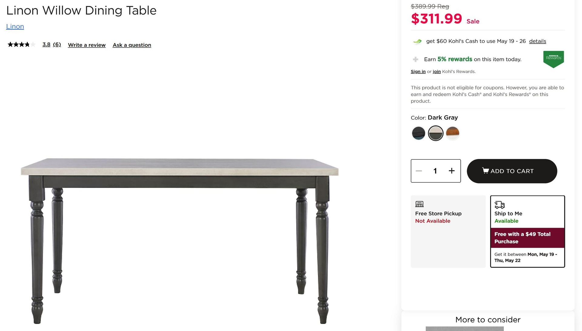 Linon Willow Dining Table & Bench Set