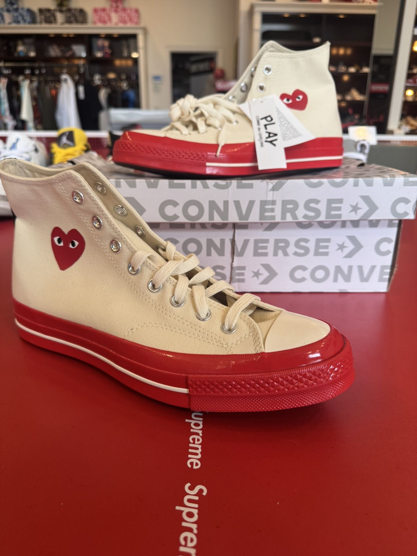 Converse CDG All Star High ‘Cream And Red’ Size 10