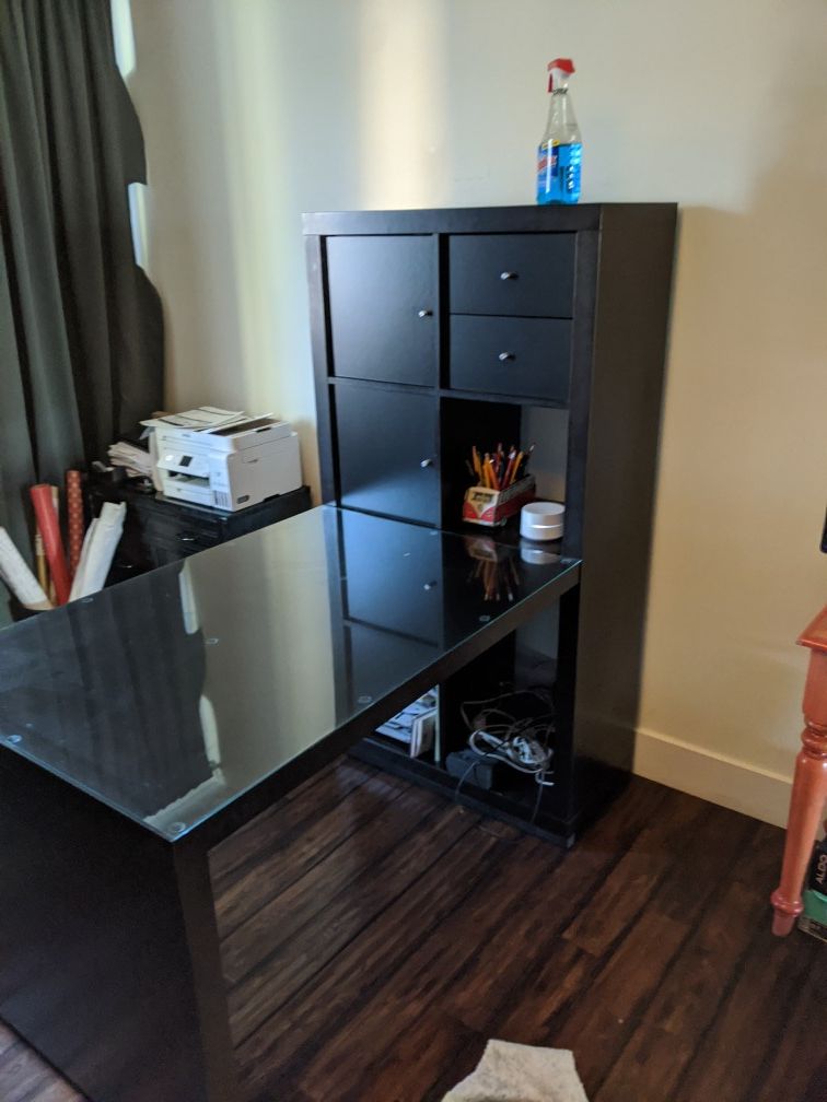 Ikea expedit shelf, optional desk attached