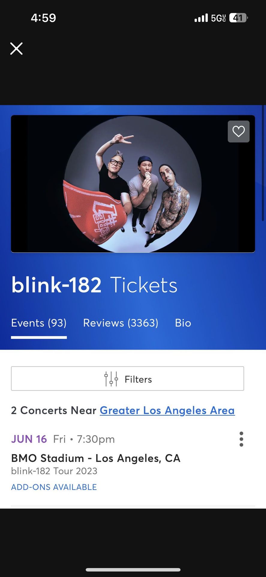 Blink 182 Ticket 