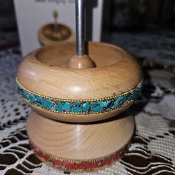 Bead Spinner for Jewelry Making - Necklace Bracelet Maker with Big Eye Beading Needle and 3 mtr Wire Pinewood Wooden Gifts - Turquoise & Red

