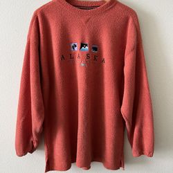 Vintage Alaska Sweater Orange Color Fleece Men’s Size X-Large