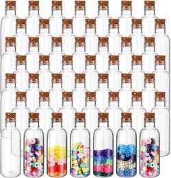 100 Pack 2oz Plastic Sand Art Bottles w/ Corks Stoppers Clear Potion Containers