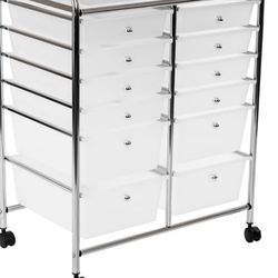  For Both $95 12-Drawer  and 4- Drawer Rolling Organizer Cart, Frosted White