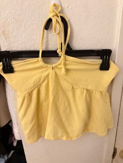 Yellow Halter Crop Top with Ruffle Hem