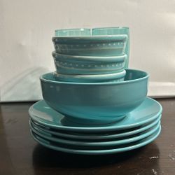Teal Dish Set – Plates, Bowls & Glasses | Modern Kitchenware