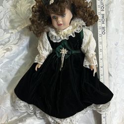 Porcelain Doll Green Dress 