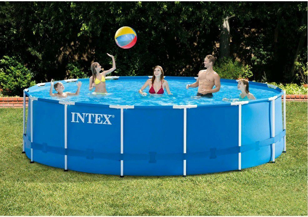 Intex 15ft x 48in Metal Frame Above Ground Pool Set with Pump, Cover & Ladder
