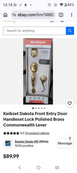 Kwik set door handle and lock with keys Dakota polished brass