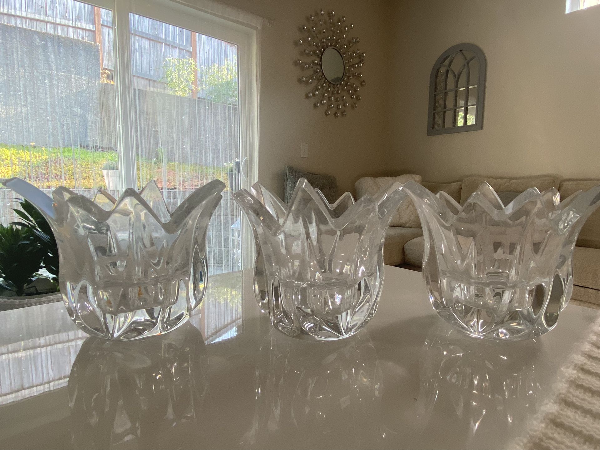 Set Of Three Cristal Candle Holders