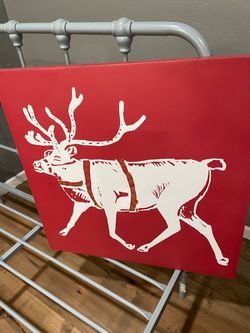Red Reindeer Christmas Wall Art Panel
